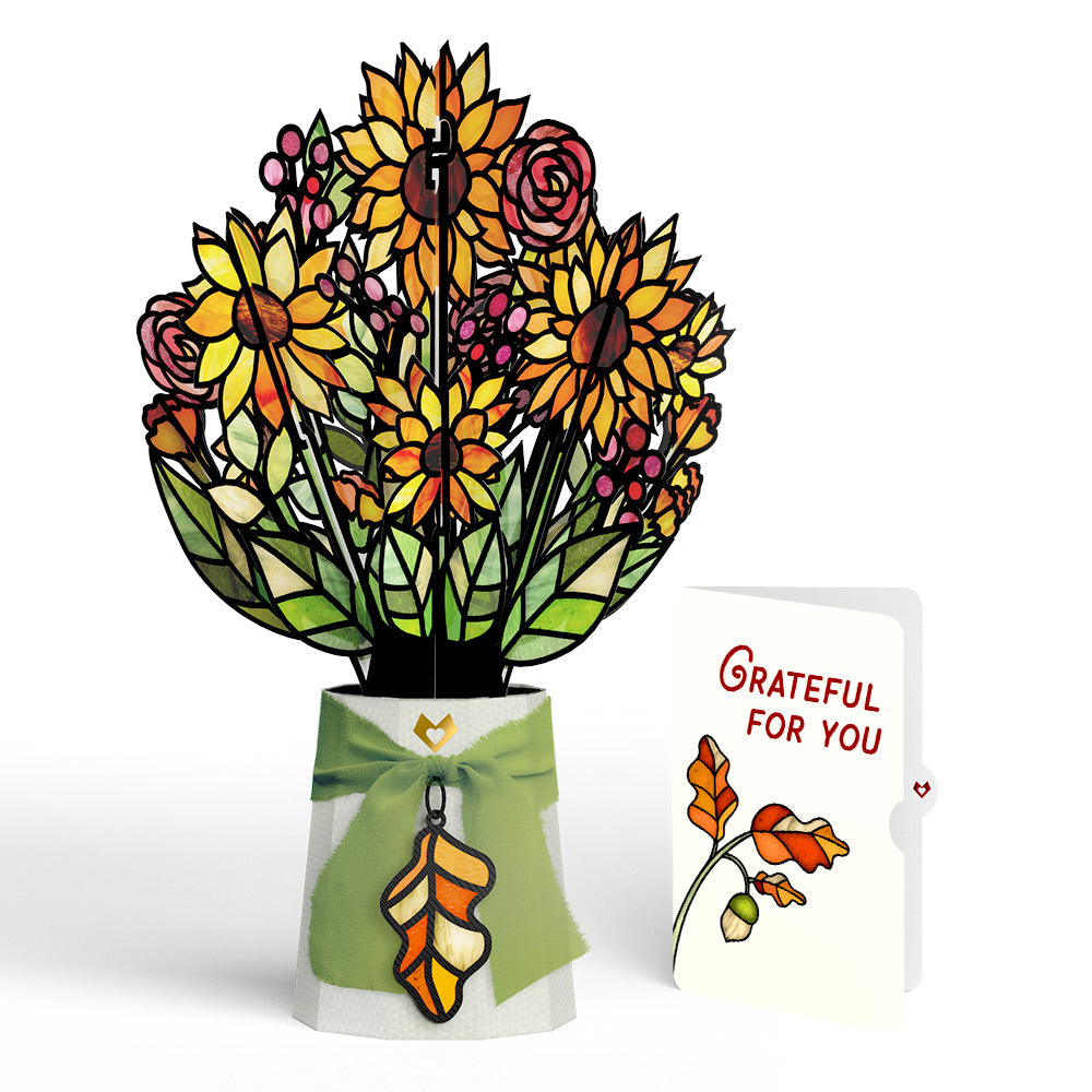 Golden Hour Sunflower Appreciation Suncatcher Bouquet and Sentiment Set