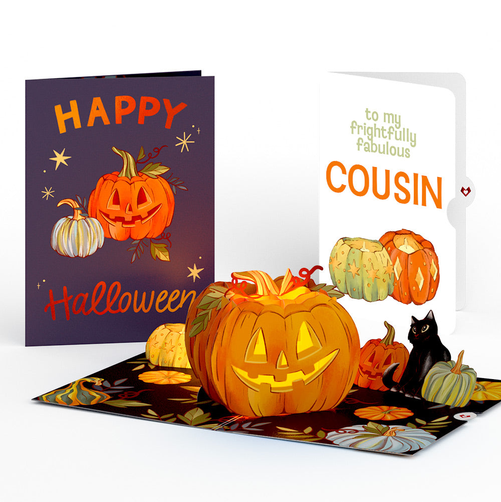 Happy Halloween Pumpkin Light-Up Pop-Up Card and Sentiment Set for Cousin