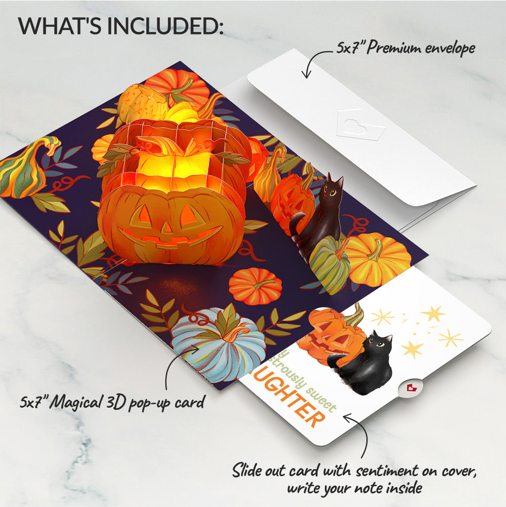 Happy Halloween Pumpkin Light-Up Pop-Up Card and Sentiment Set for Daughter
