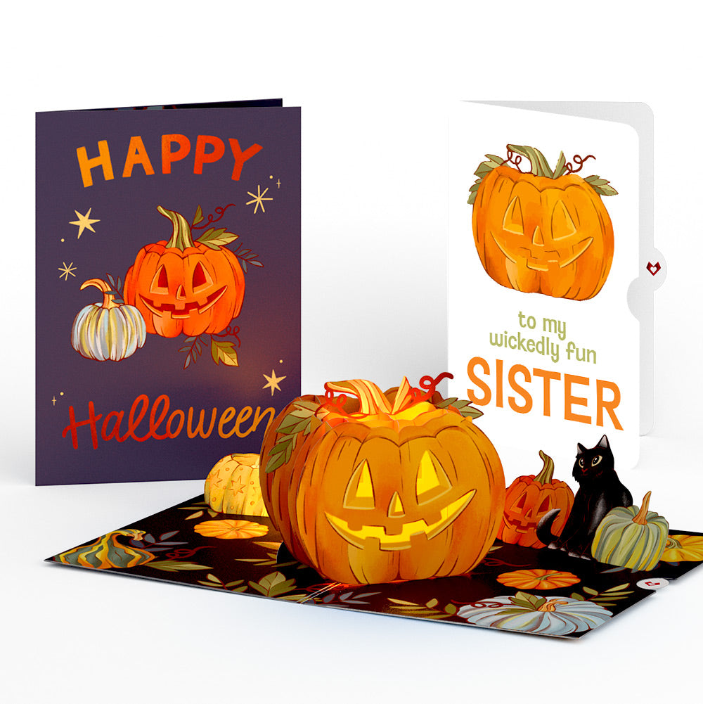 Happy Halloween Pumpkin Light-Up Pop-Up Card and Sentiment Set for Sister