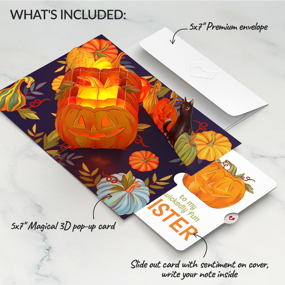 Happy Halloween Pumpkin Light-Up Pop-Up Card and Sentiment Set for Sister