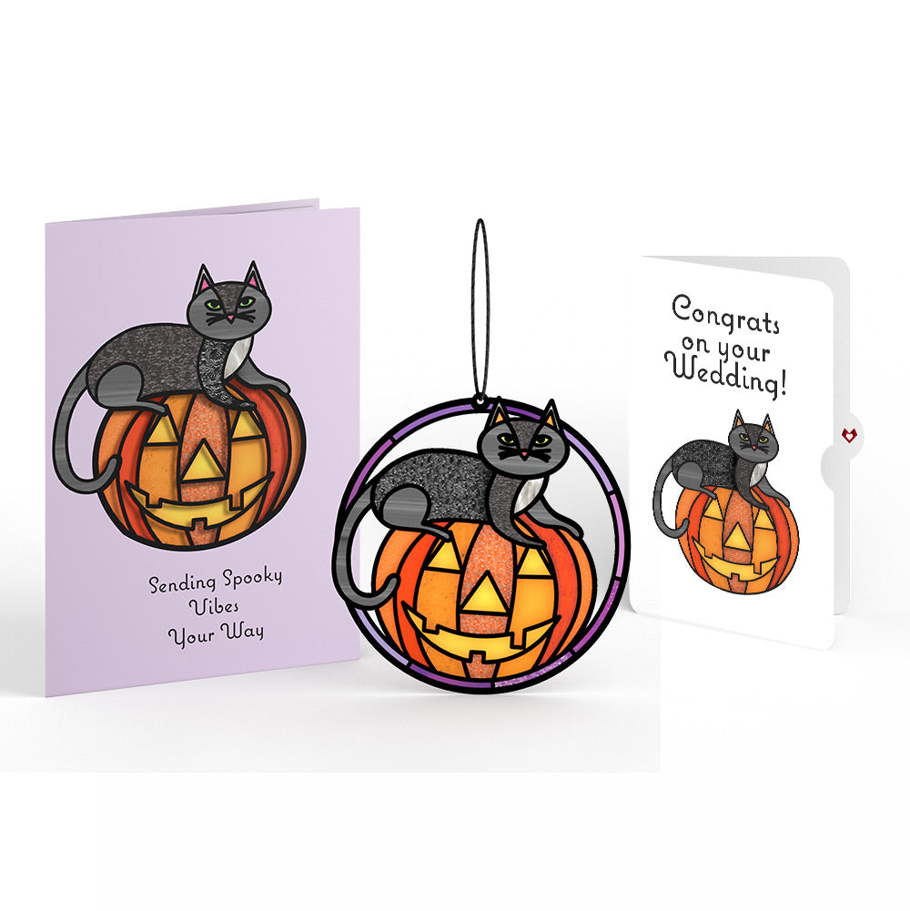 Spooky Vibes Halloween Cat Suncatcher Card and Wedding Sentiment Set