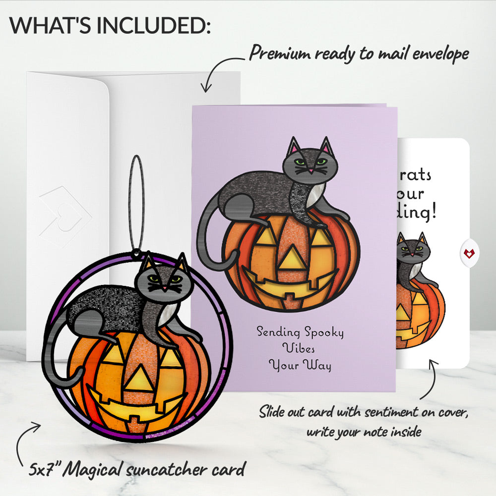 Spooky Vibes Halloween Cat Suncatcher Card and Wedding Sentiment Set