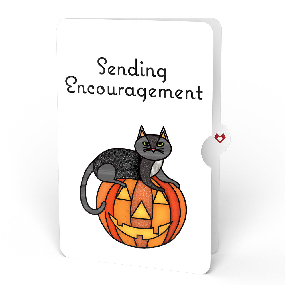 Spooky Vibes Halloween Cat Suncatcher Card and Encouragement Sentiment Set