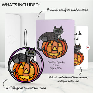 Spooky Vibes Halloween Cat Suncatcher Card and Thank You Sentiment Set