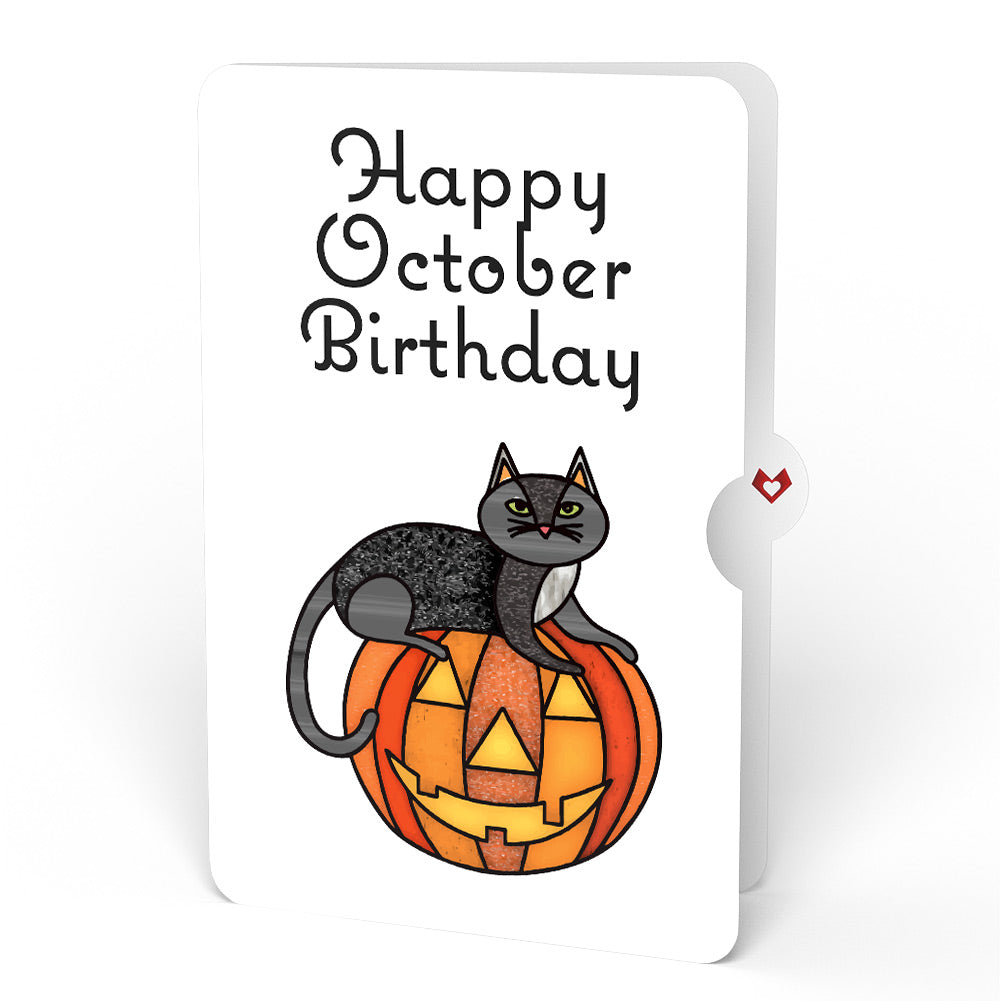 Spooky Vibes Halloween Cat Suncatcher Card and October Birthday Sentiment Set