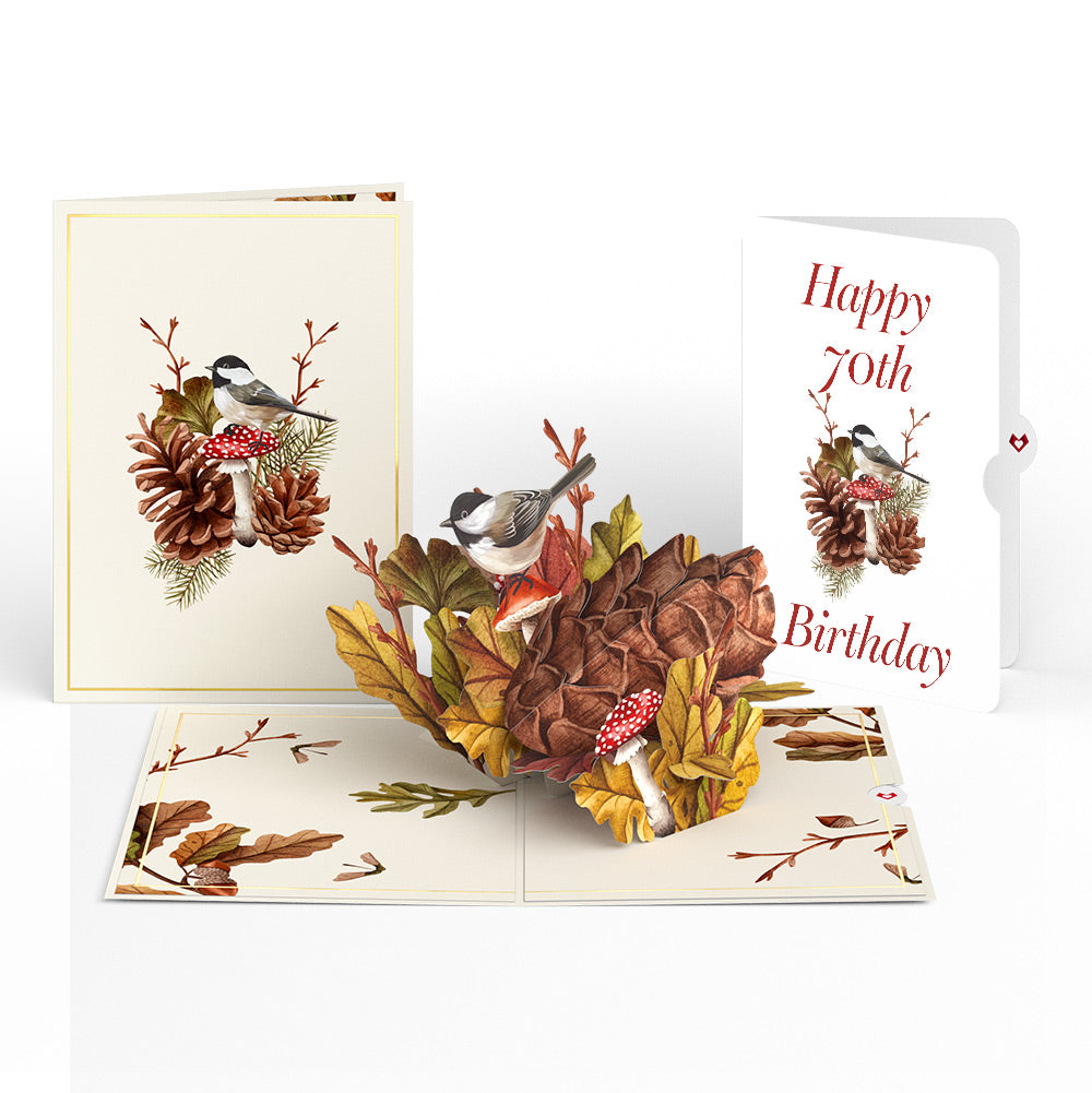 Fall Forest Floor 70th Birthday Pop-Up Card and Sentiment Set