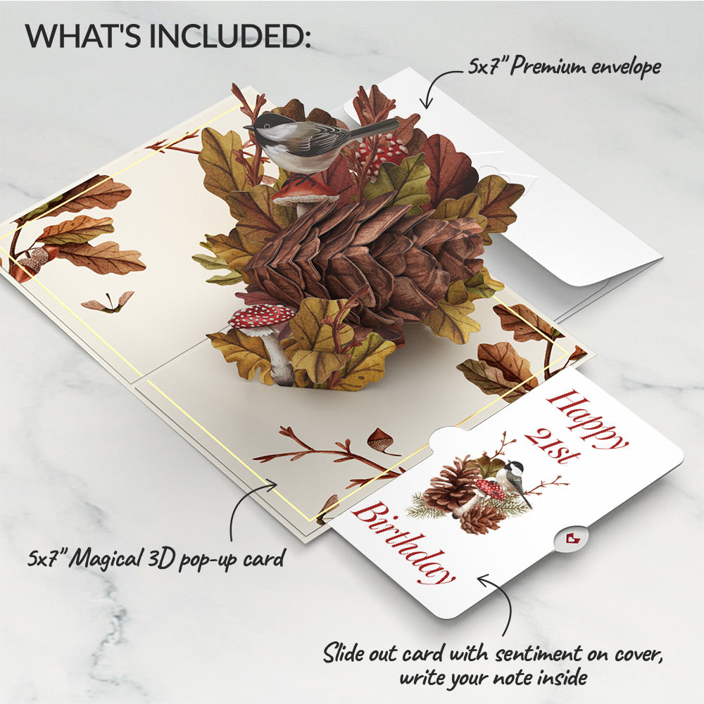 Fall Forest Floor 21st Birthday Pop-Up Card and Sentiment Set