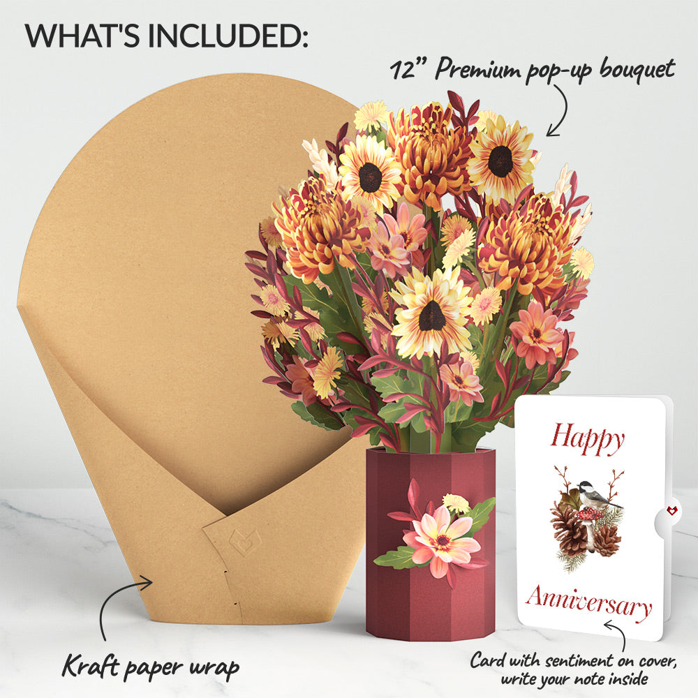 Fall Sunshine Anniversary Bouquet and Forest Floor Sentiment Set