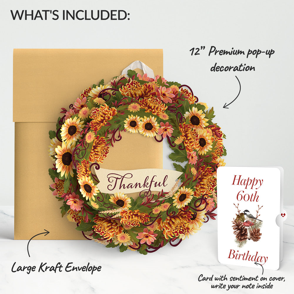 Thankful 60th Birthday Wreath and Sentiment Set