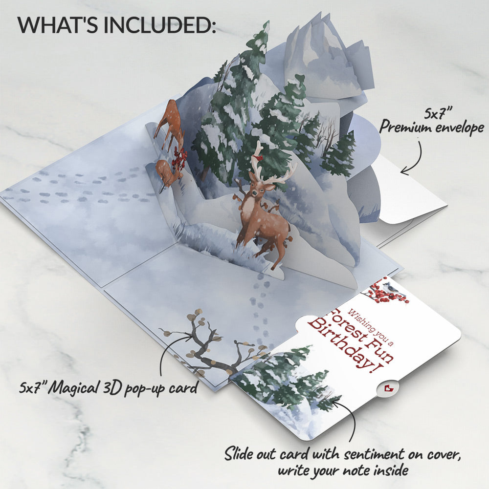Snowfall's Hush Birthday Pop-Up Card and Forest Fun Sentiment Set