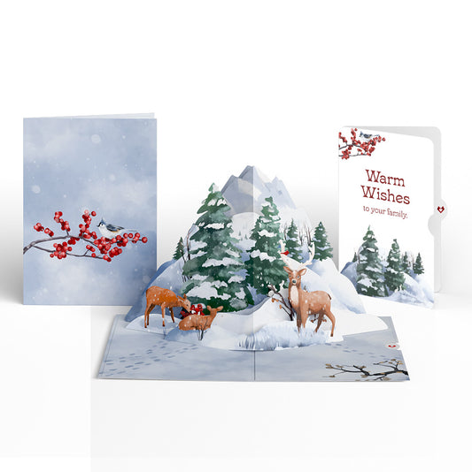 Snowfall's Hush Winter Pop-Up Card and Warm Wishes Sentiment Set for Family