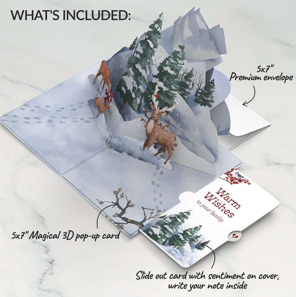 Snowfall's Hush Winter Pop-Up Card and Warm Wishes Sentiment Set for Family