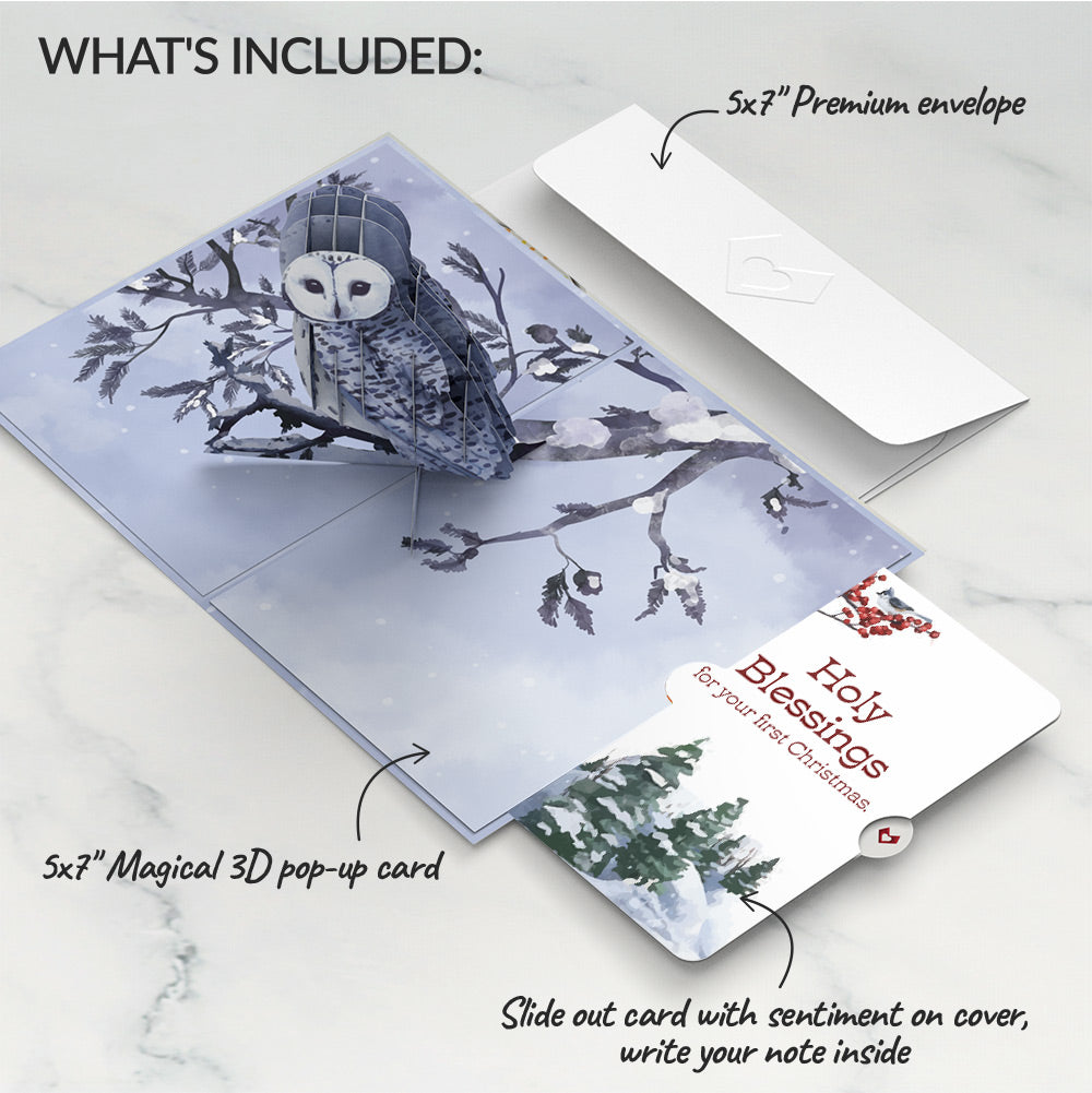 Snowy Owl First Christmas Pop-Up Card and Sentiment Set