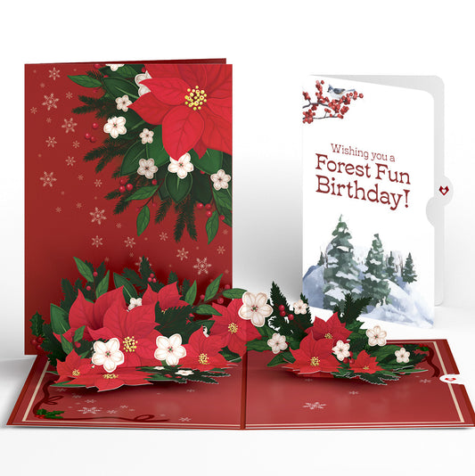 Poinsettia & Pine Birthday Pop-Up Card and Forest Fun Sentiment Set