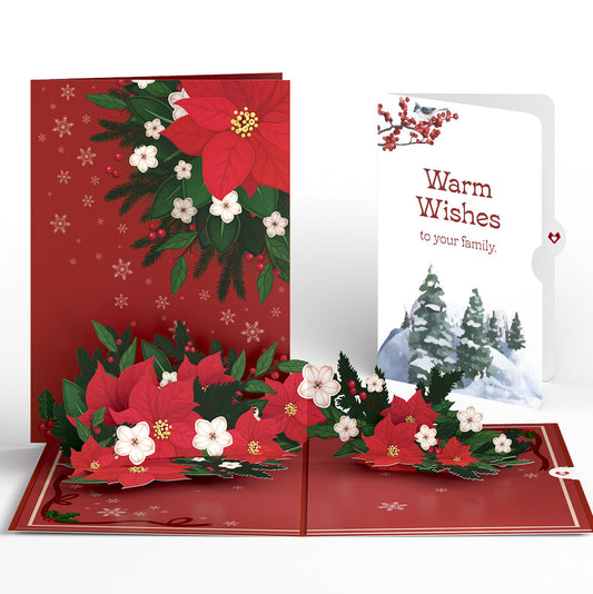 Poinsettia & Pine Winter Pop-Up Card and Warm Wishes Sentiment Set for Family