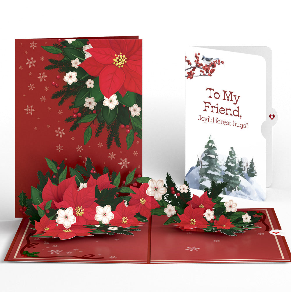Poinsettia & Pine Winter Pop-Up Card and Sentiment Set for Friend
