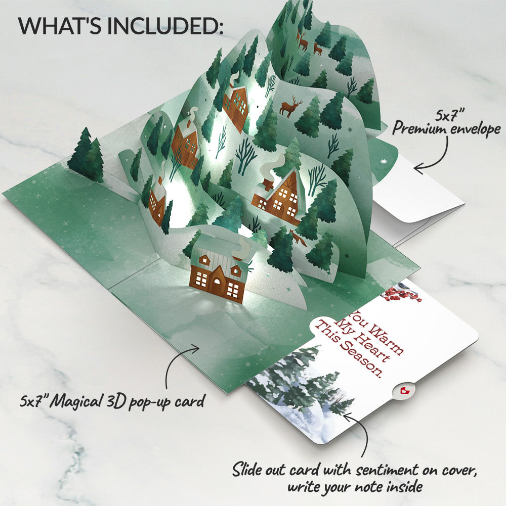 Winter Wishes Mountain Village Love Light-Up Pop-Up Card and Sentiment Set