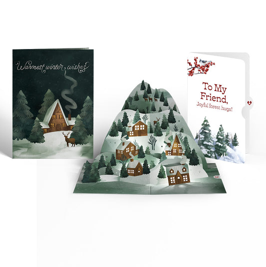 Winter Wishes Mountain Village Light-Up Pop-Up Card and Sentiment Set for Friend