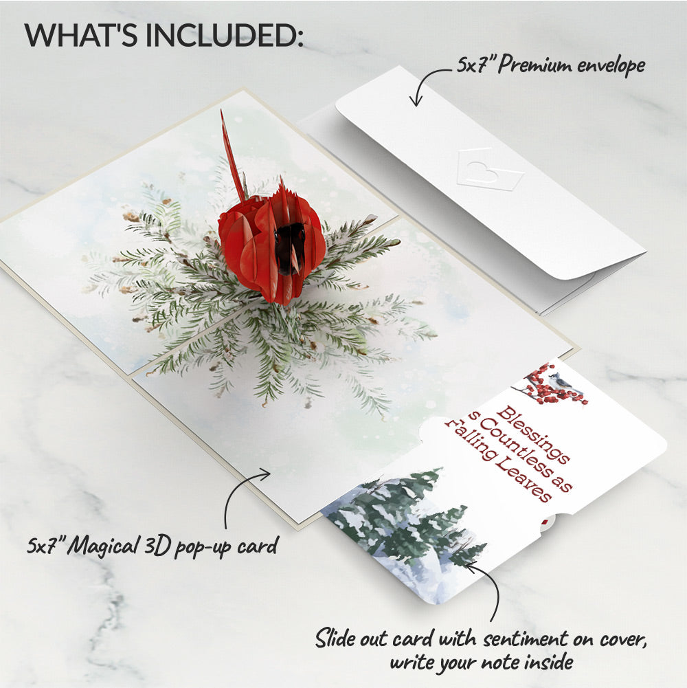 Winter Cardinal Pop-Up Card and Countless Blessings Sentiment Set
