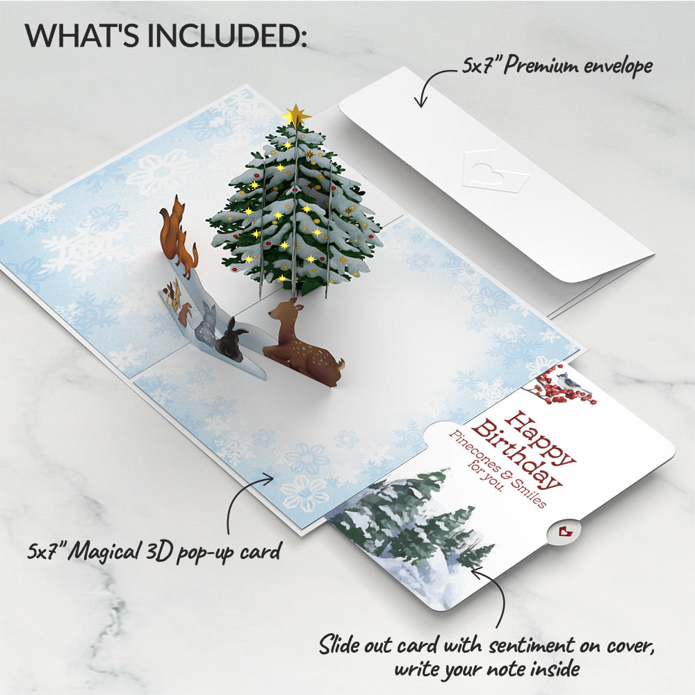 Woodland White Christmas Birthday Pop-Up Card and Sentiment Set
