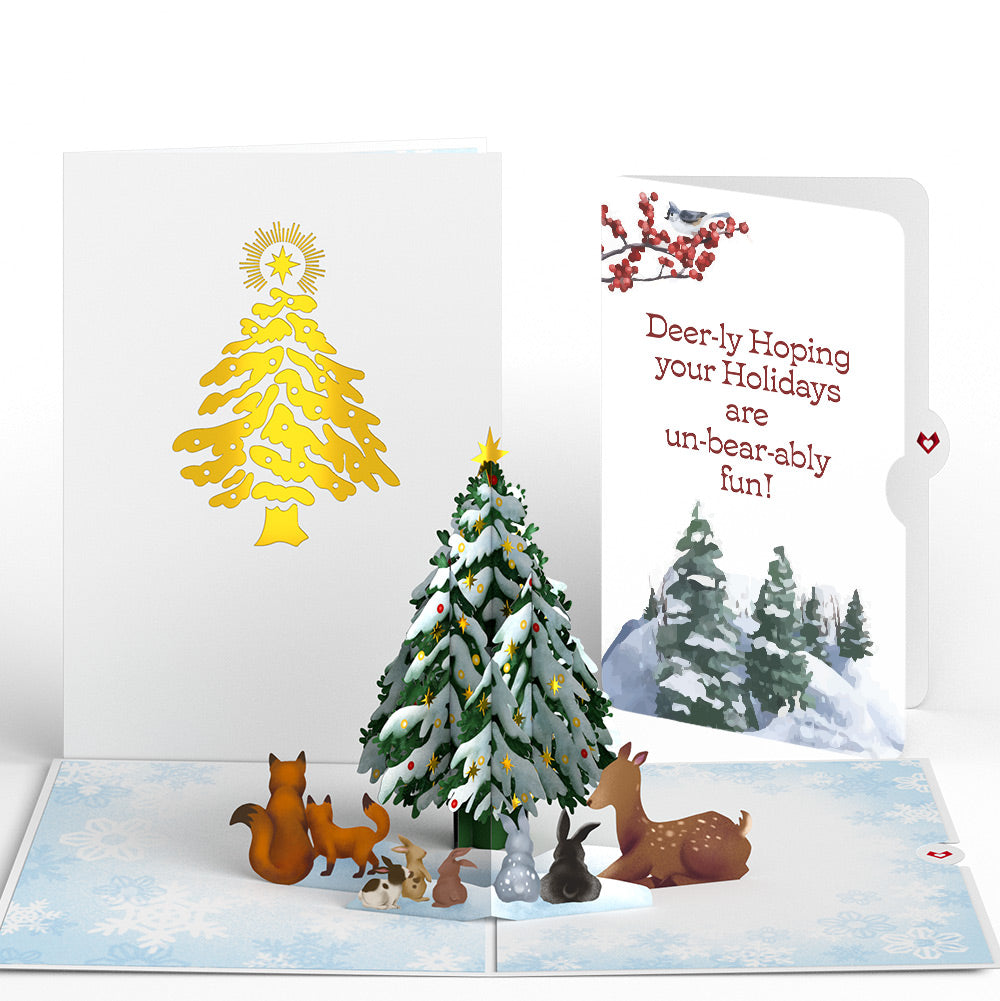 Woodland White Christmas Pop-Up Card and Snowy Forest Sentiment Set