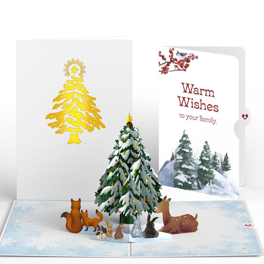 Woodland White Christmas Pop-Up Card and Warm Wishes Sentiment Set for Family