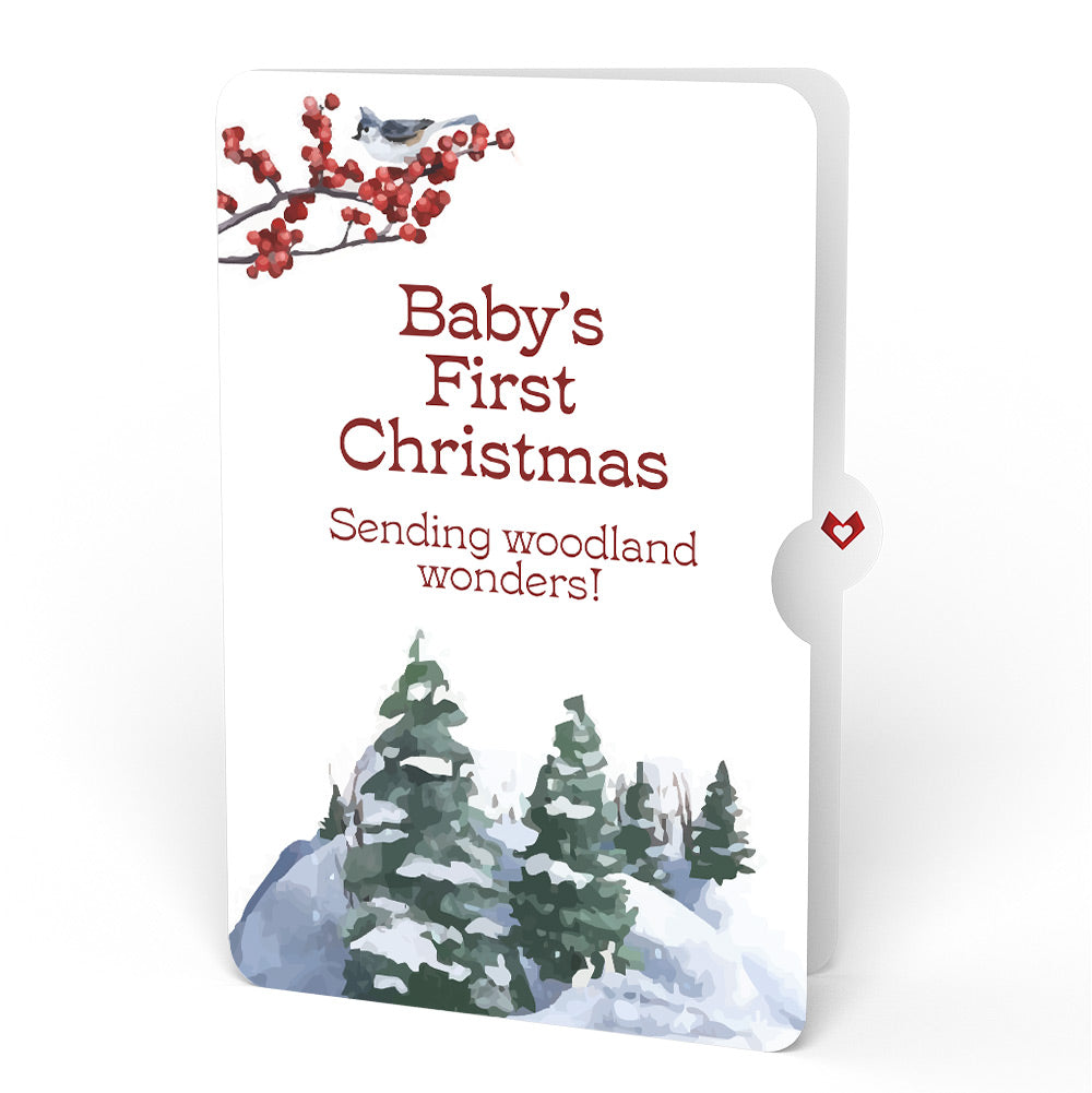 Woodland White First Christmas Pop-Up Card and Sentiment Set for Baby