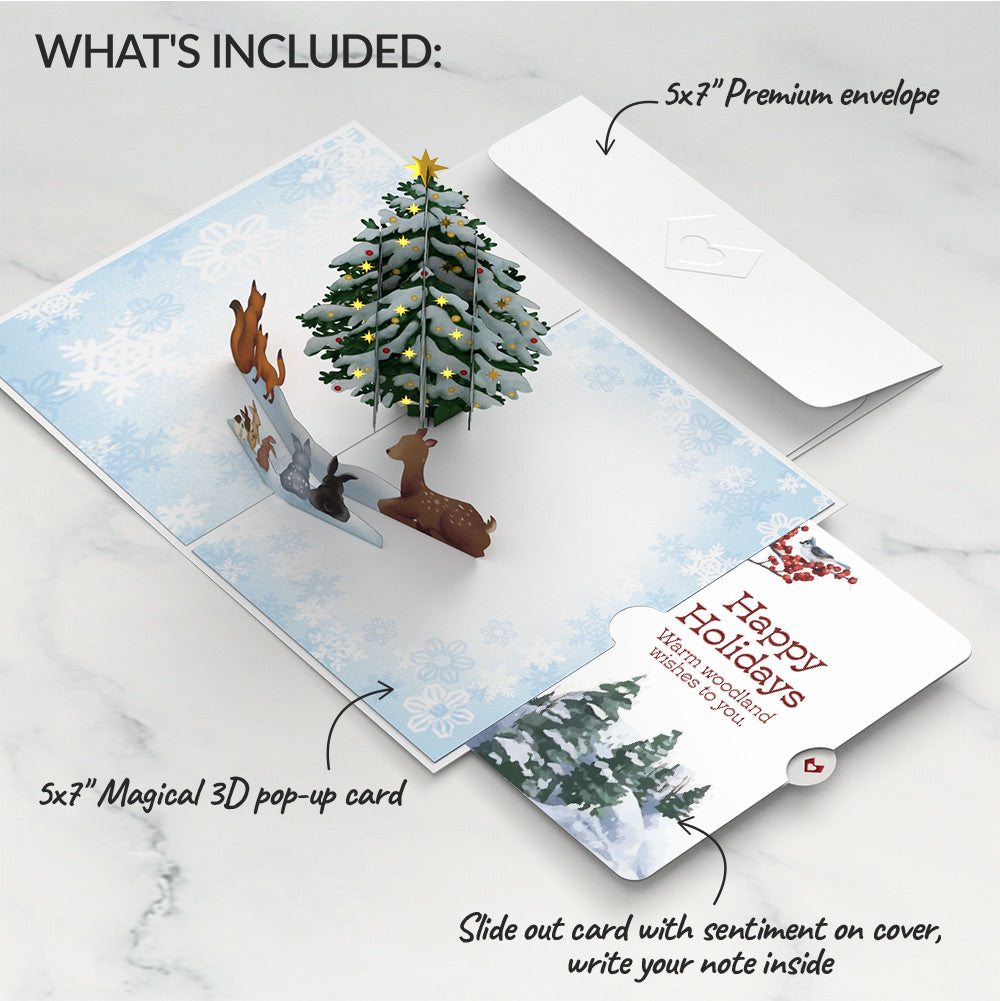 Woodland White Christmas Pop-Up Card and Warm Woodland Sentiment Set