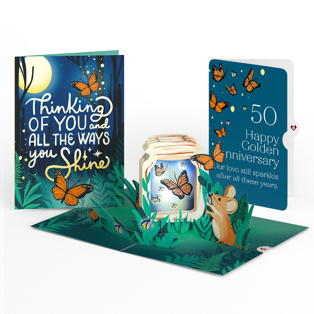 Thinking of You Butterfly Jar 50th Anniversary Light-Up Pop-Up Card and Sentiment Set