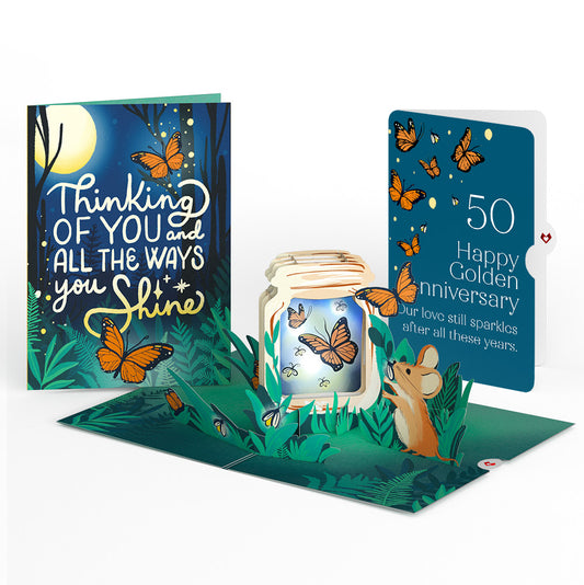 Thinking of You Butterfly Jar 50th Anniversary Light-Up Pop-Up Card and Sentiment Set
