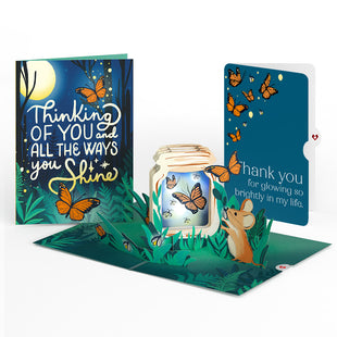 Thinking of You Butterfly Jar Thank You Light-Up Pop-Up Card and Sentiment Set greeting card -  Lovepop