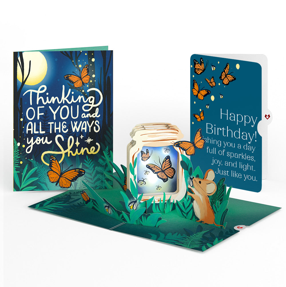 Thinking of You Butterfly Jar Birthday Light-Up Pop-Up Card and Sentiment Set