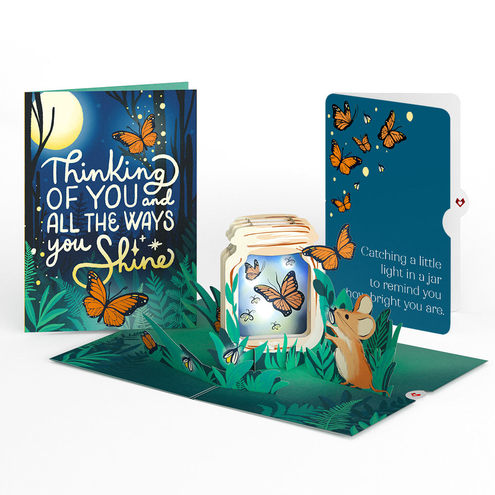 Thinking of You Butterfly Jar Encouragement Light-Up Pop-Up Card and Sentiment Set