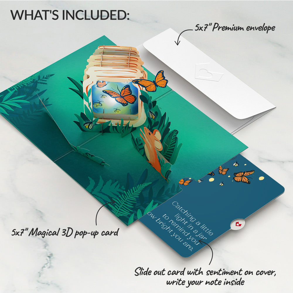 Thinking of You Butterfly Jar Encouragement Light-Up Pop-Up Card and Sentiment Set