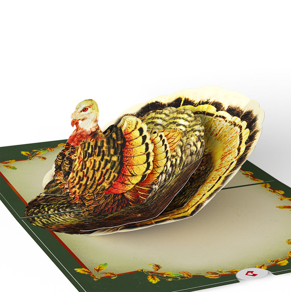 Thanksgiving Greetings Vintage Turkey Pop-Up Card and Sentiment Set for Family