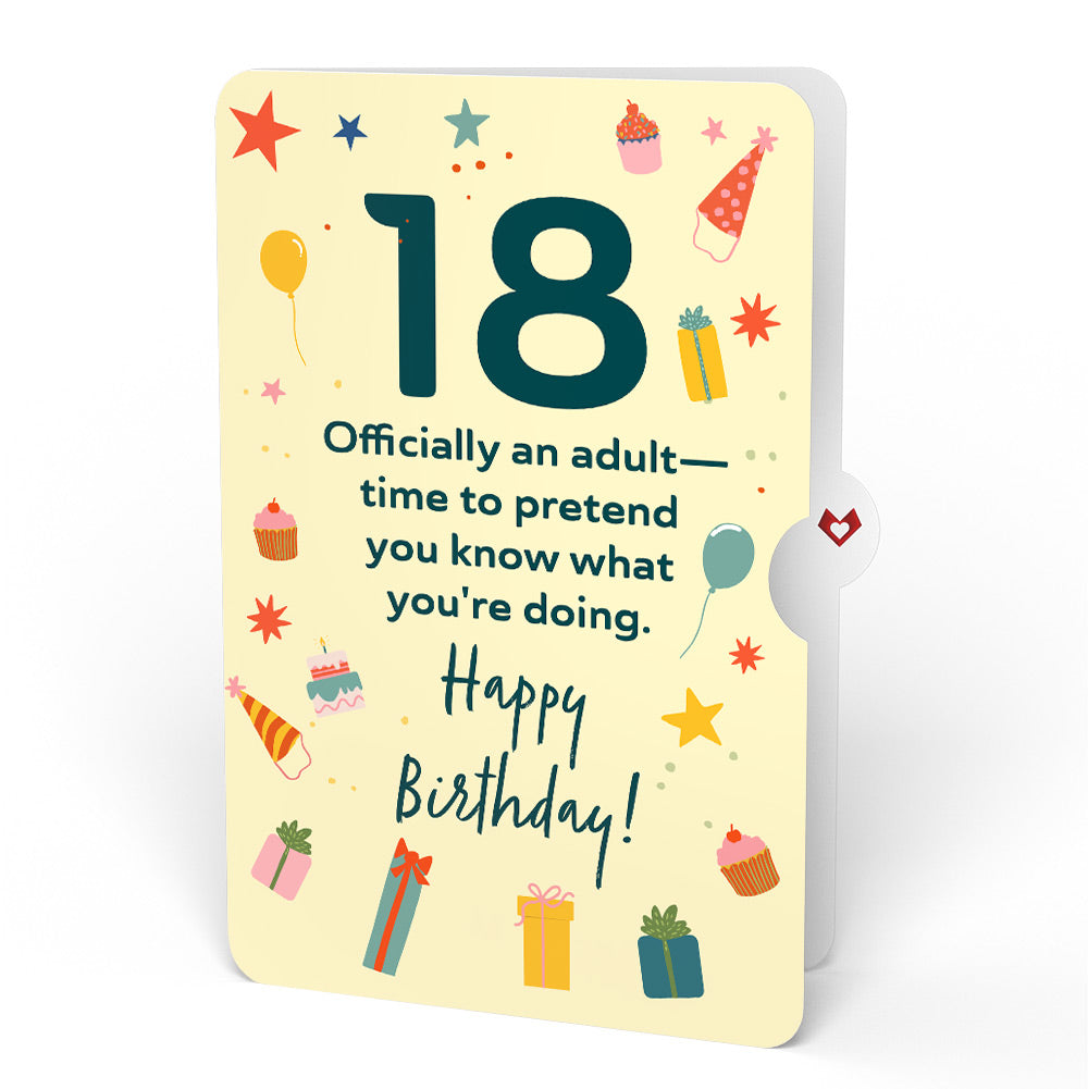 Happy 18th Birthday Confetti Cake Music and Lights Pop-Up Card and Sentiment Set