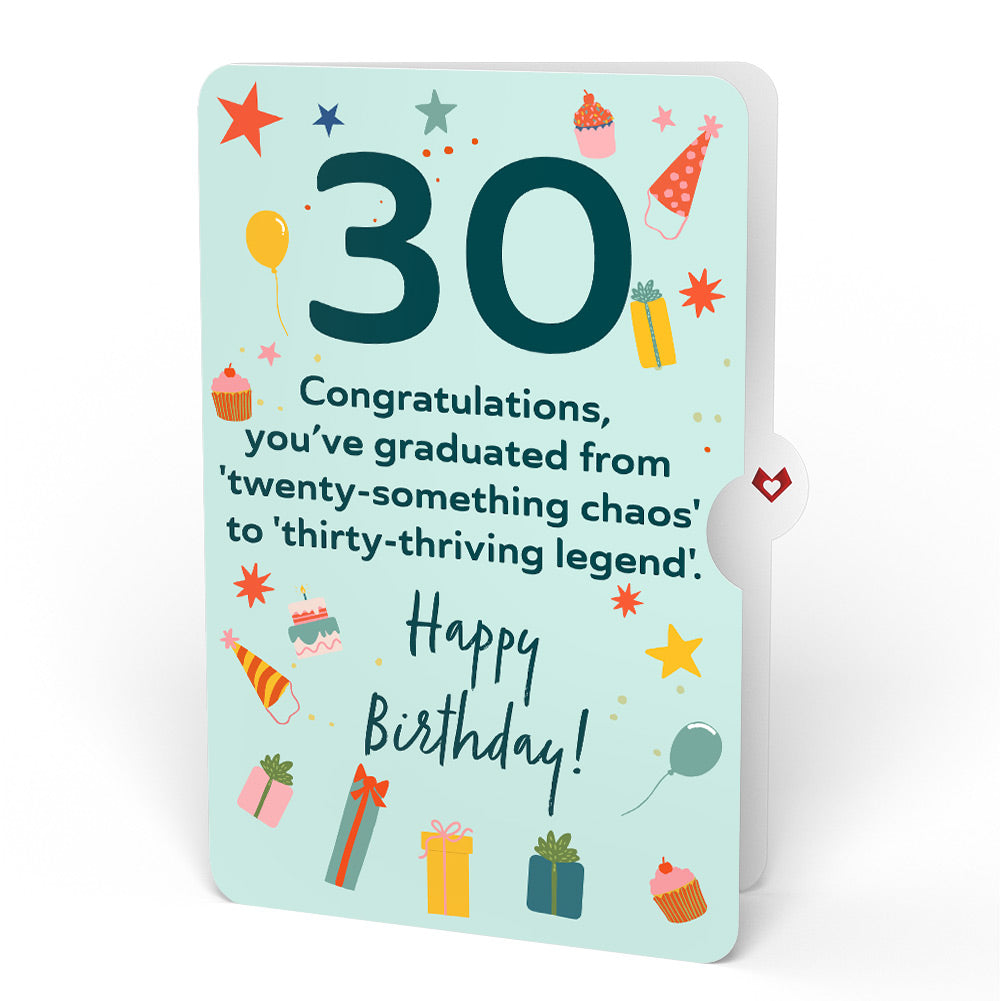 Happy 30th Birthday Confetti Cake Music and Lights Pop-Up Card and Sentiment Set