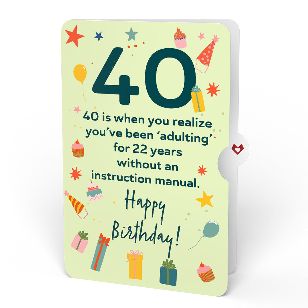 Happy 40th Birthday Confetti Cake Music and Lights Pop-Up Card and Sentiment Set