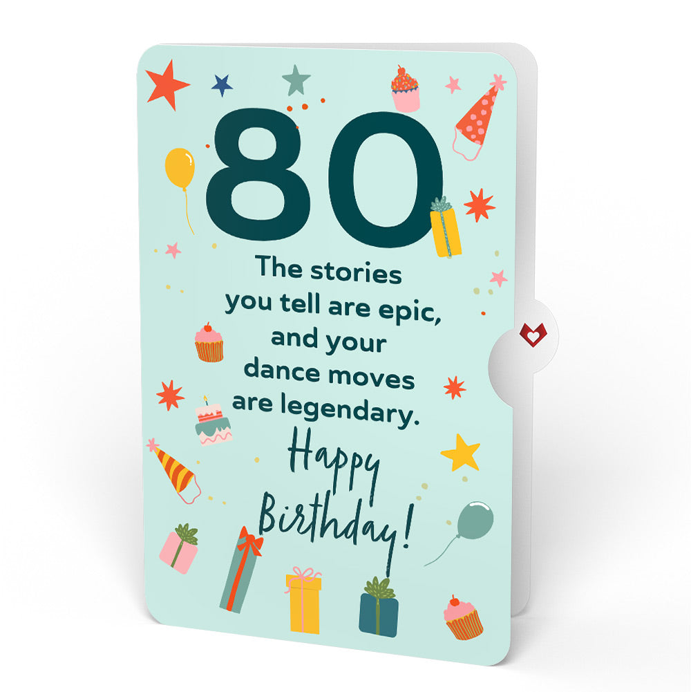Happy 80th Birthday Confetti Cake Music and Lights Pop-Up Card and Sentiment Set
