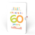 Happy Birthday Confetti Cake Music and Lights Pop-Up Card and Cheers to 60th Years Sentiment Set