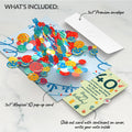 Happy 40th Birthday Balloons Music and Lights Pop-Up Card and Sentiment Set