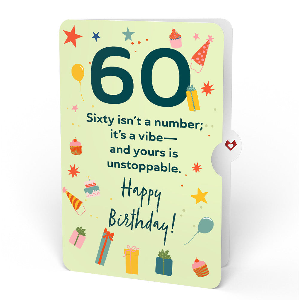 Happy 60th Birthday Balloons Music and Lights Pop-Up Card and Sentiment Set