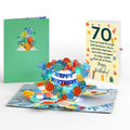 Happy 70th Birthday Balloons Music and Lights Pop-Up Card and Sentiment Set