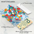 Happy 70th Birthday Balloons Music and Lights Pop-Up Card and Sentiment Set