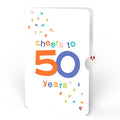 Happy 50th Birthday Balloons Music and Lights Pop-Up Card and Confetti Cake Sentiment Set