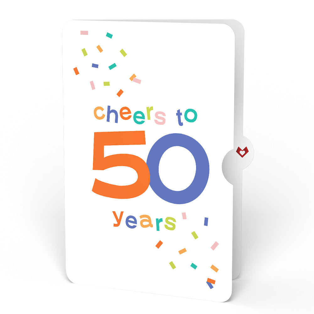 Happy 50th Birthday Balloons Music and Lights Pop-Up Card and Confetti Cake Sentiment Set