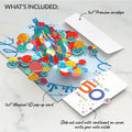 Happy 50th Birthday Balloons Music and Lights Pop-Up Card and Confetti Cake Sentiment Set