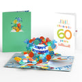 Happy 60th Birthday Balloons Music and Lights Pop-Up Card and Confetti Cake Sentiment Set