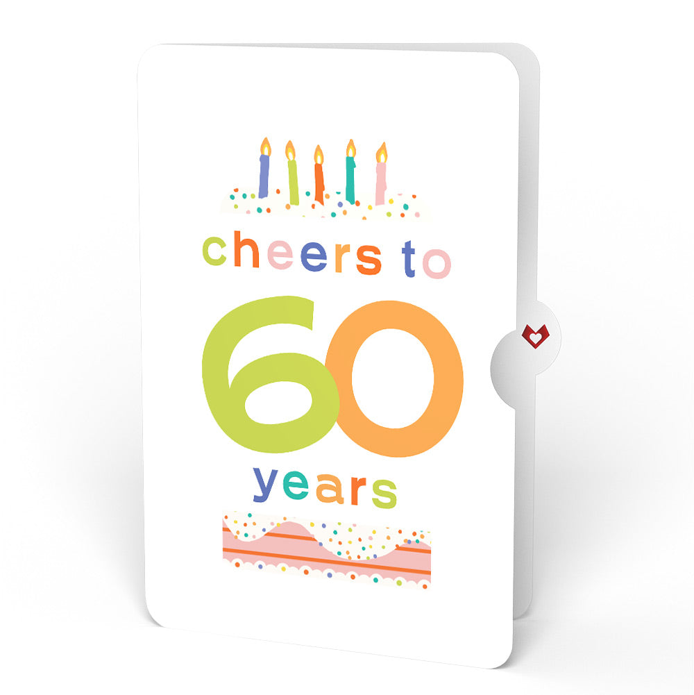 Happy 60th Birthday Balloons Music and Lights Pop-Up Card and Confetti Cake Sentiment Set